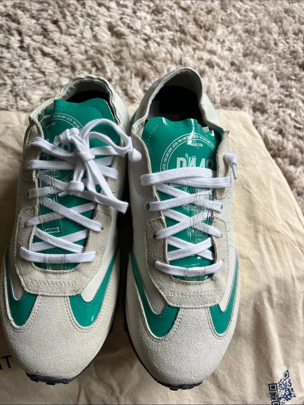 P448 White & Acqua Sneakers